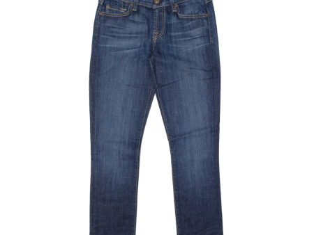 7 FOR ALL MANKIND Crop & Roll Womens Jeans Blue Slim Skinny Stone Wash W26 L26 Online Sale