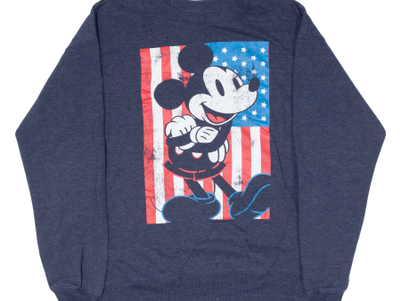 DISNEY Mickey Mouse USA Mens Sweatshirt Blue S For Discount