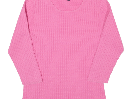 TOMMY HILFIGER Womens Jumper Pink Cable Knit 3 4 Sleeve L Fashion