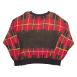 TOMMY HILFIGER Womens Patterned Jumper Red Plaid Tight Knit L Hot on Sale