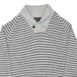 NAUTICA Mens Patterned Jumper Grey Striped Collared Chunky Knit L Online Hot Sale