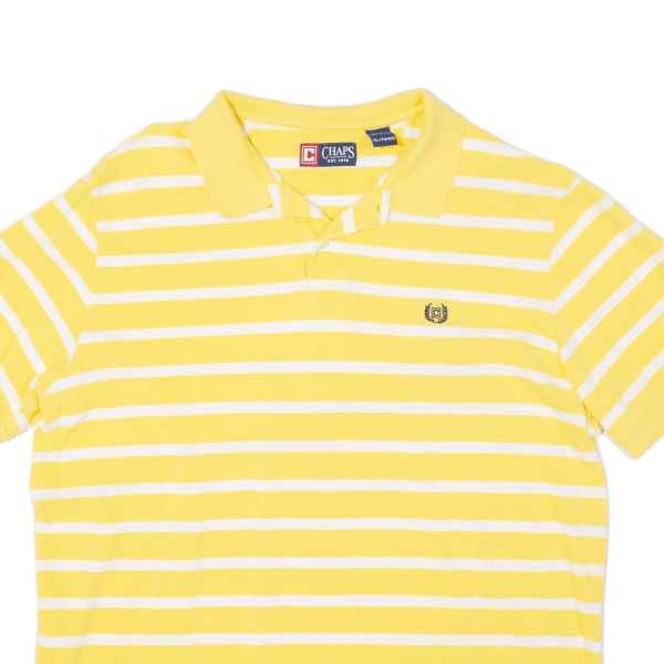 CHAPS Mens Polo Shirt Yellow Striped XL For Sale