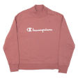 CHAMPION Womens Sweatshirt Pink High Neck L Hot on Sale