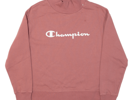 CHAMPION Womens Sweatshirt Pink High Neck L Hot on Sale