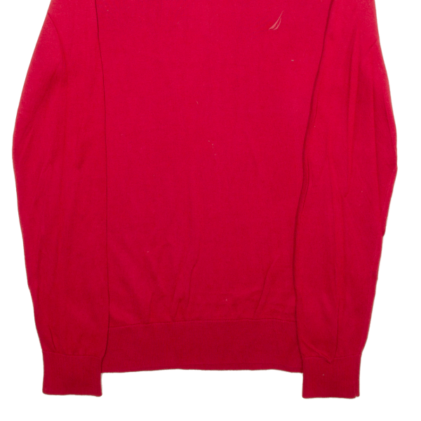 NAUTICA Mens Jumper Red V-Neck Tight Knit M on Sale