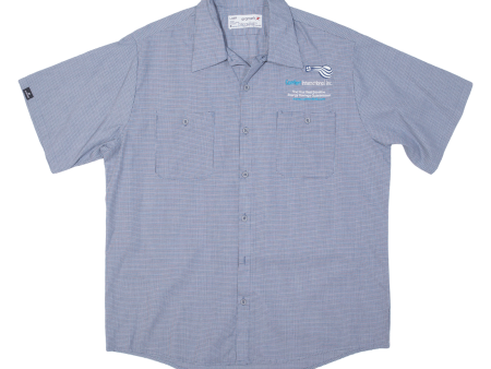 ARAMARK Mens Worker Shirt Blue Check L Discount