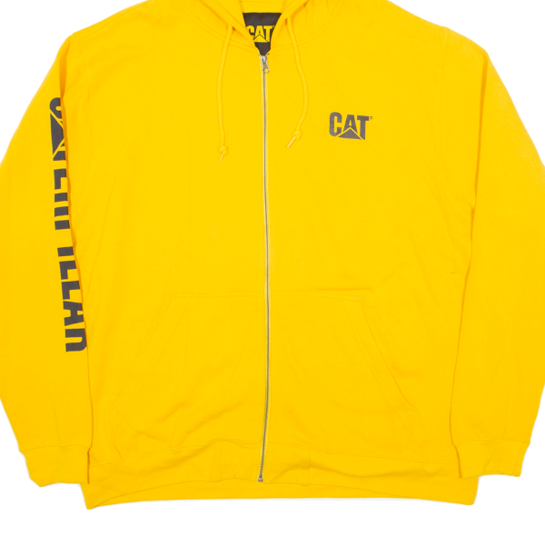 CAT Hoodie Yellow Full Zip Mens XL on Sale