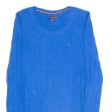 TOMMY HILFIGER Womens Jumper Blue Cable Knit XXS Sale