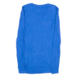 TOMMY HILFIGER Womens Jumper Blue Cable Knit XXS Sale