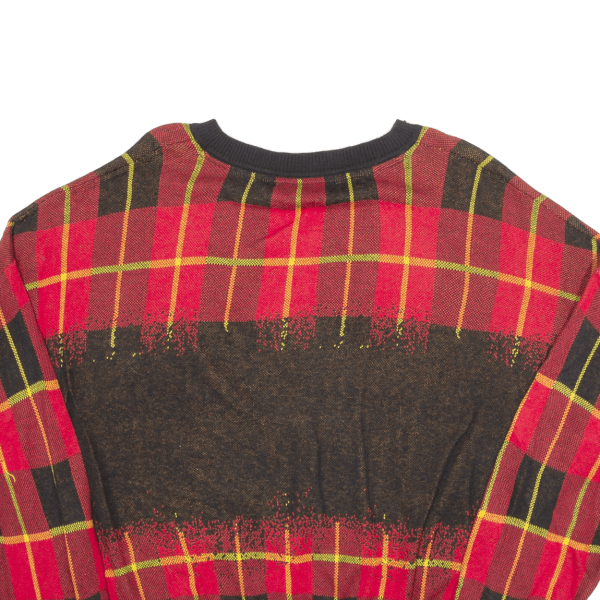 TOMMY HILFIGER Womens Patterned Jumper Red Plaid Tight Knit L Hot on Sale