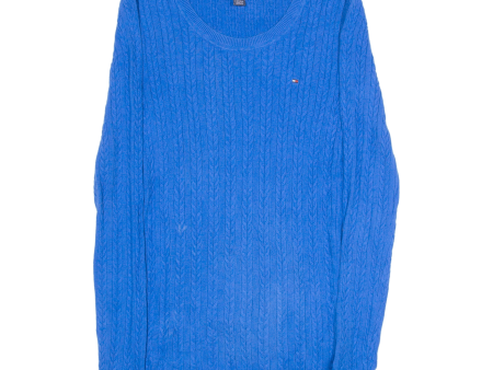 TOMMY HILFIGER Womens Jumper Blue Cable Knit XXS Sale