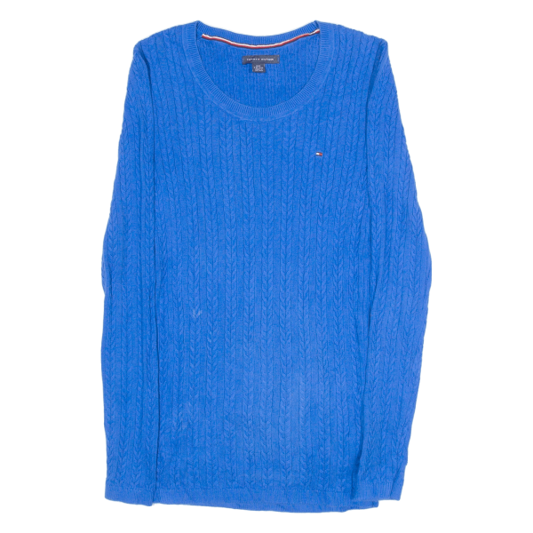 TOMMY HILFIGER Womens Jumper Blue Cable Knit XXS Sale