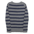 TOMMY HILFIGER Womens Patterned Jumper Grey Striped V-Neck Cable Knit L For Discount