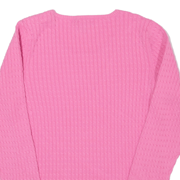 TOMMY HILFIGER Womens Jumper Pink Cable Knit 3 4 Sleeve L Fashion