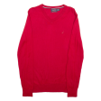 NAUTICA Mens Jumper Red V-Neck Tight Knit M on Sale