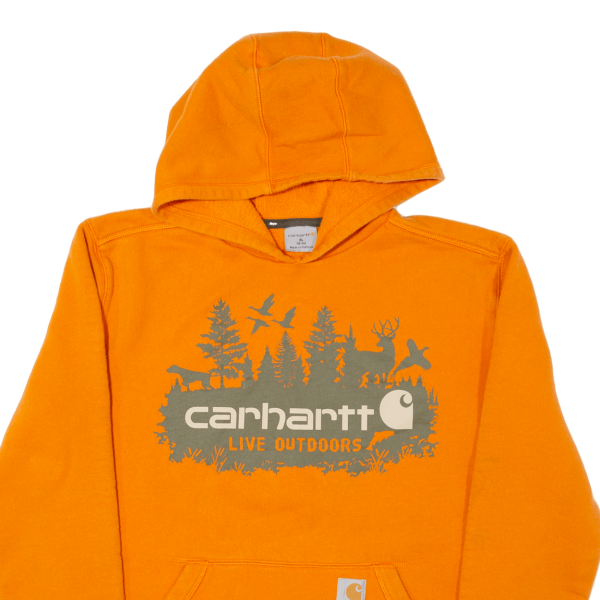 CARHARTT Live Outdoors Boys Orange Hoodie Full Zip XL For Sale