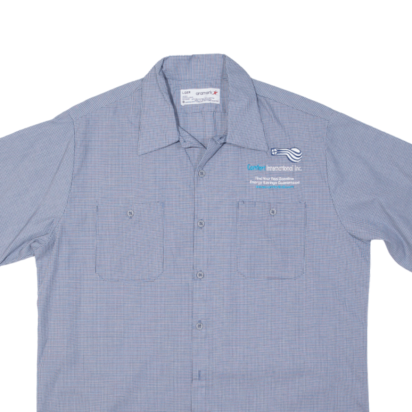 ARAMARK Mens Worker Shirt Blue Check L Discount