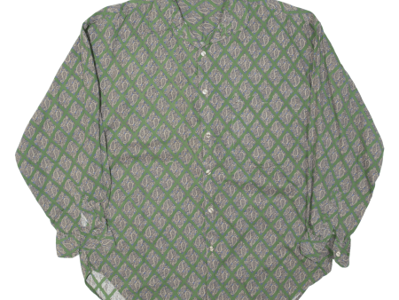 Mens Shirt Green Paisley Long Sleeve S Sale