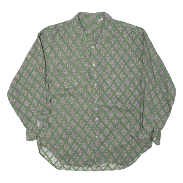 Mens Shirt Green Paisley Long Sleeve S Sale