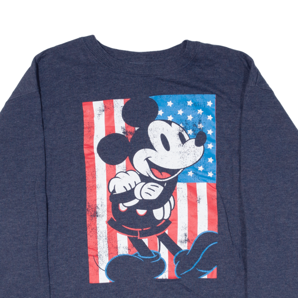 DISNEY Mickey Mouse USA Mens Sweatshirt Blue S For Discount