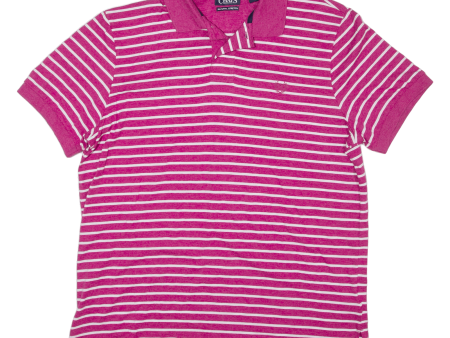 CHAPS Mens Polo Shirt Pink Striped XL Online