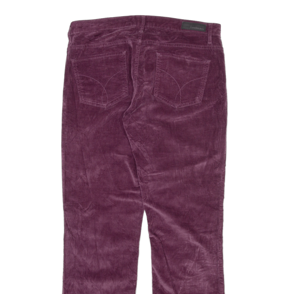 CALVIN KLEIN Womens Corduroy Trousers Maroon Slim Straight W33 L31 For Sale