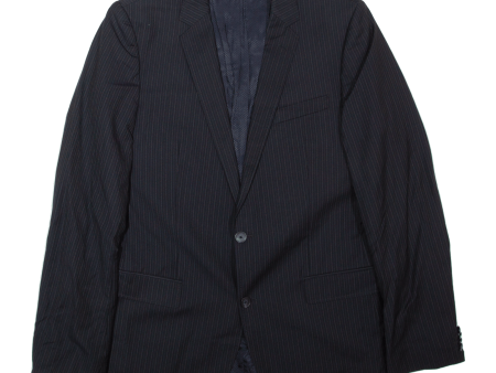 BOSS Mens Blazer Jacket Black Wool Striped L For Discount