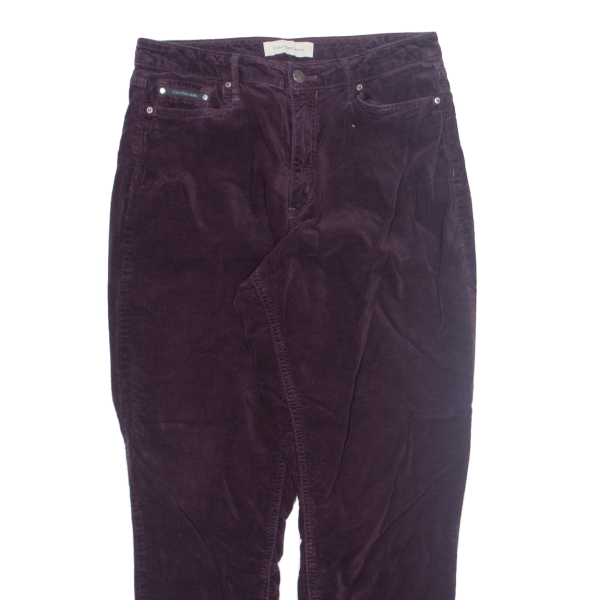 CALVIN KLEIN High Rise Ankle Womens Velvet Trousers Purple Skinny W31 L27 Hot on Sale