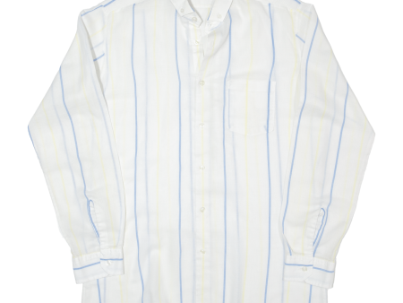 SAN MARCO Mens Shirt White 90s Striped Long Sleeve L Online Sale