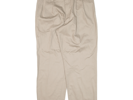 DOCKERS Pleated Mens Trousers Beige Relaxed Straight W36 L30 For Cheap