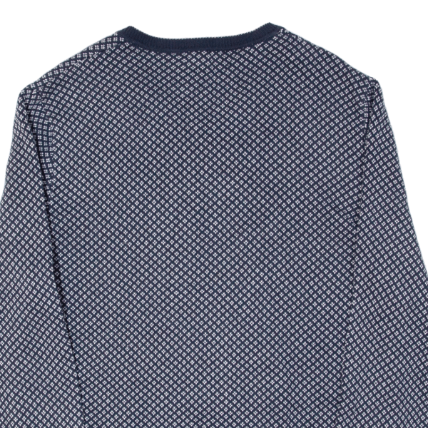 NAUTICA Mens Patterned Jumper Blue Spotted V-Neck Tight Knit L Online Sale