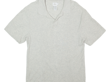 CALVIN KLEIN Ribbed Womens Polo Shirt Grey L on Sale