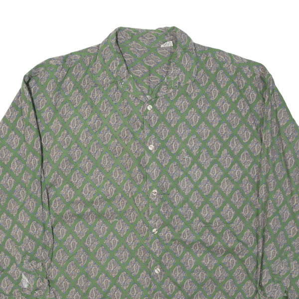 Mens Shirt Green Paisley Long Sleeve S Sale