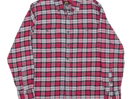 LEE Mens Flannel Shirt Red Check Long Sleeve L Discount