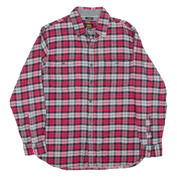 LEE Mens Flannel Shirt Red Check Long Sleeve L Discount