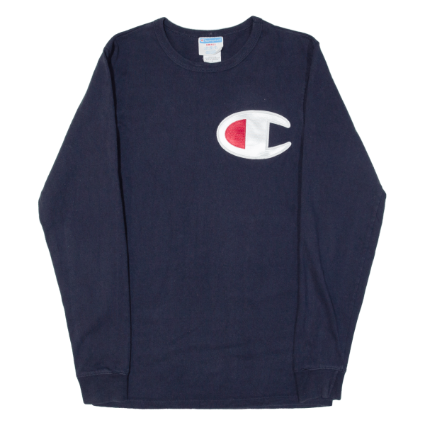 CHAMPION Mens T-Shirt Blue Long Sleeve S Supply