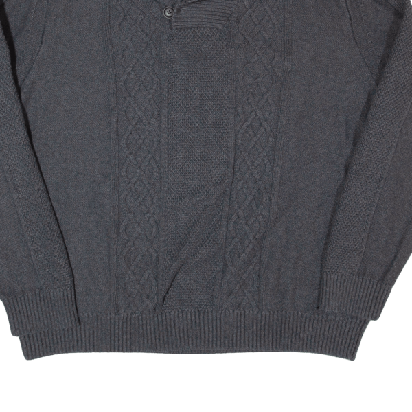 NAUTICA Mens Jumper Grey Button Neck Chunky Knit 2XL Cheap