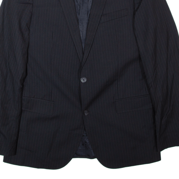 BOSS Mens Blazer Jacket Black Wool Striped L For Discount