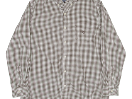 CHAPS Mens Shirt Grey Check Long Sleeve L For Cheap