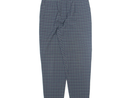 BIANCA Check Womens Trousers Blue Regular Tapered 90s Wool W27 L28 Online now