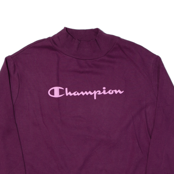 CHAMPION Womens Sweatshirt Purple High Neck L Online now