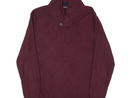 NAUTICA Mens Jumper Maroon High Neck Tight Knit 2XL Online Sale