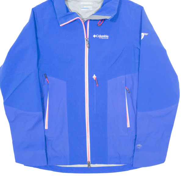 COLUMBIA Womens Rain Jacket Blue Nylon Hooded M For Discount