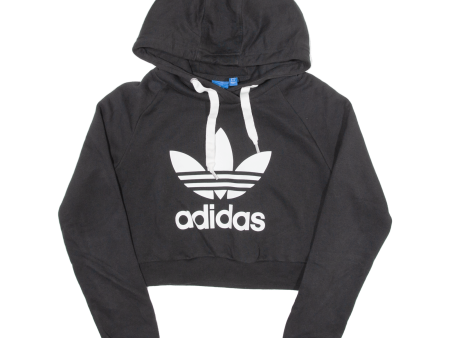 ADIDAS Cropped Womens Black Hoodie UK 6 For Discount