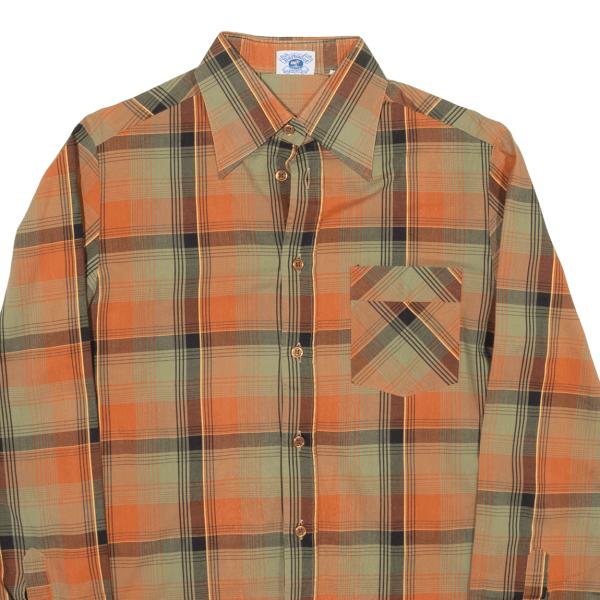 BARBADOS SHIRTS Slim Fit Mens Shirt Orange Check Long Sleeve S For Discount