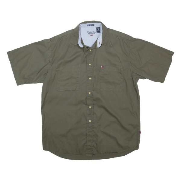 BUGLE BOY Mens Plain Shirt Green M on Sale