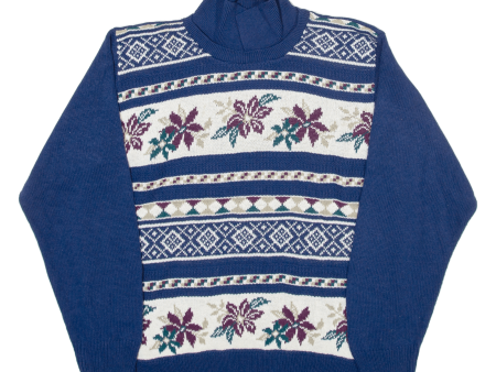 ALFRED DUNNER Mens Patterned Jumper Blue Fair Isle Tight Knit S Online now