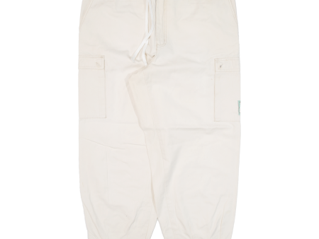 Cargo Womens Trousers Cream Loose Tapered W34 L26 on Sale