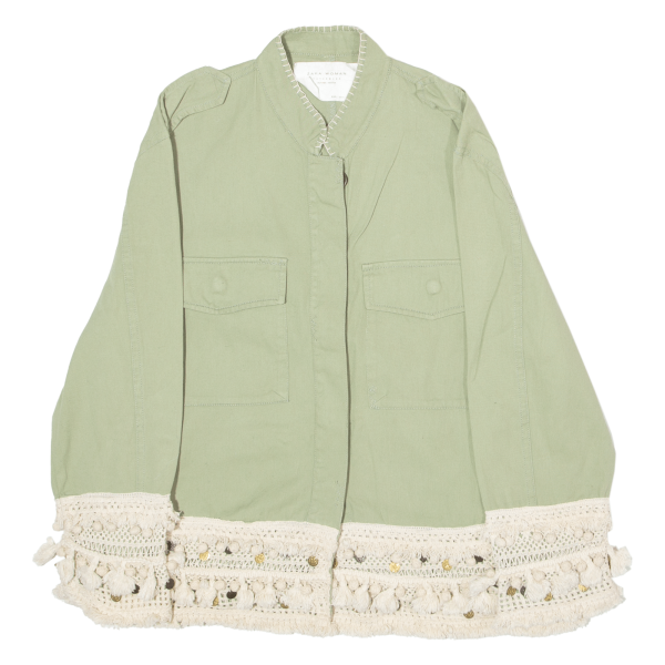 ZARA WOMAN Lace Details Womens Chore Jacket Green L Discount