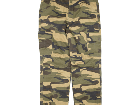 AOWOFS Fleece Lined Cargo Camo Mens Trousers Green Regular Straight W36 L28 Hot on Sale